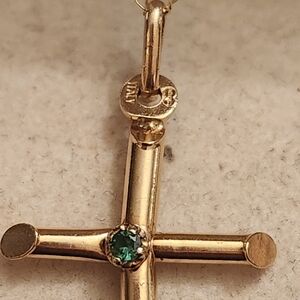14kt Gold Emera Cross Pendant   30mm Length  1